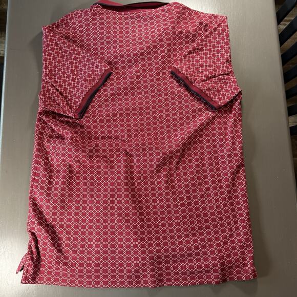 Denim And Flower Ricky Singh Red Patterned Polo 100% Cotton L - Picture 2 of 13